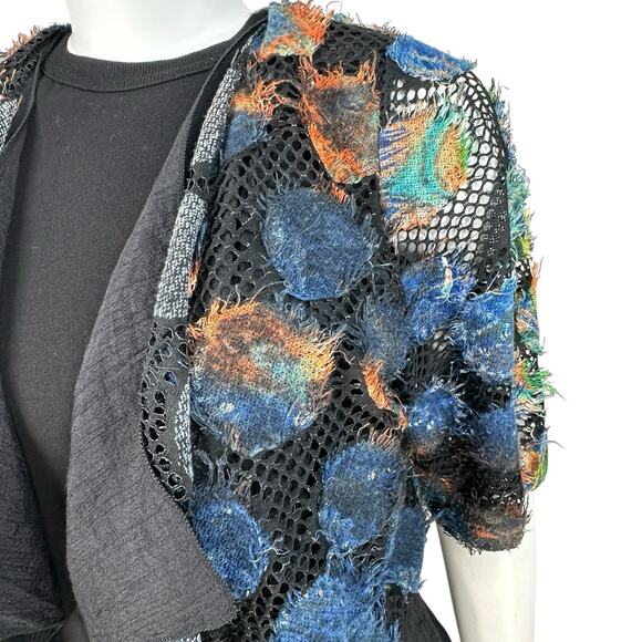 Pretty Angel Topper Blouse Womens Size Large Asymmetric Linen Blend Boho Artsy - Picture 2 of 11